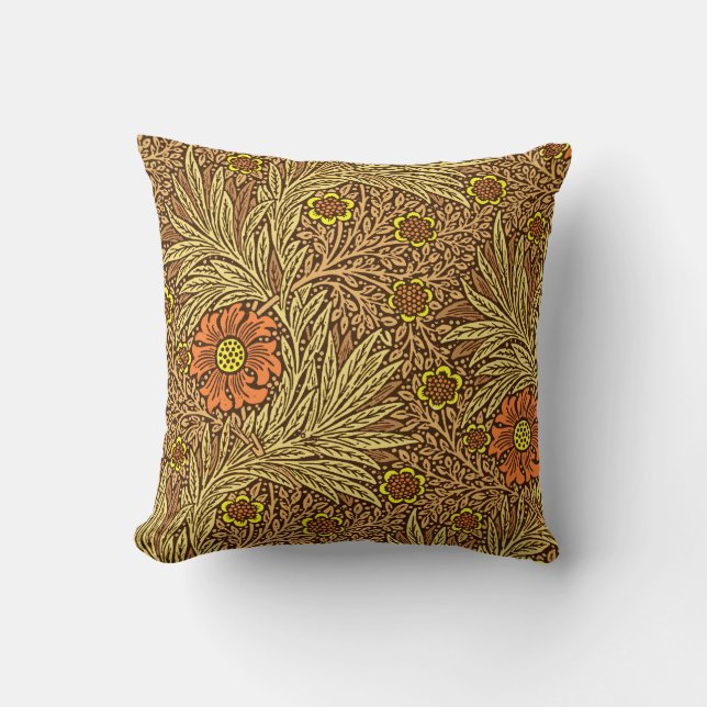 William Morris Marigold, Copper Brown en Sinaasapp Kussen (Voorkant)