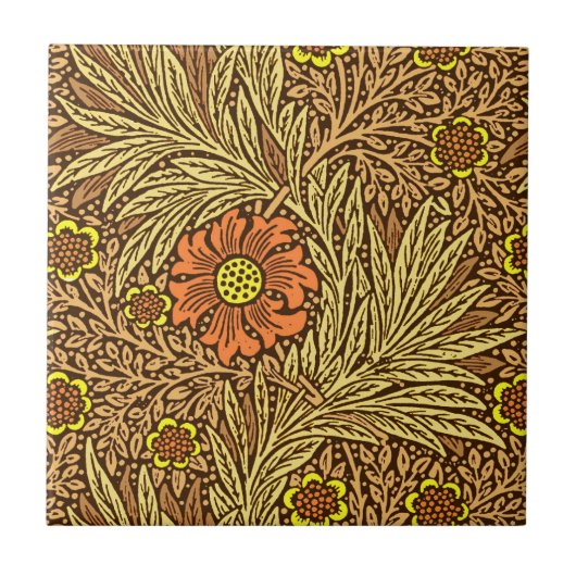 William Morris Marigold, Copper Brown en Sinaasapp Tegeltje (Voorkant)