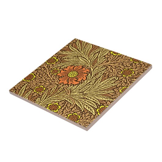 William Morris Marigold, Copper Brown en Sinaasapp Tegeltje (Zijkant)