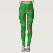William Morris Marigold, Emerald Green & Fuchsia Leggings (Voorkant)