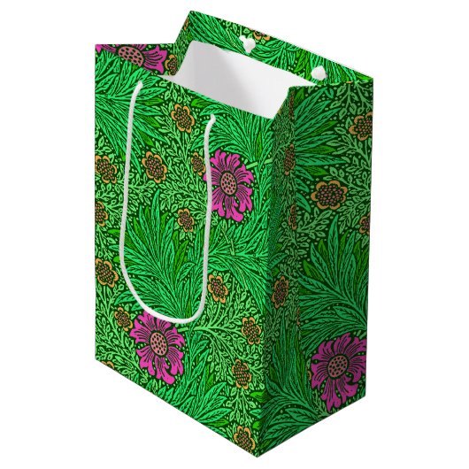 William Morris Marigold, Emerald Green & Fuchsia Medium Cadeauzakje (Voorkant Gekanteld)