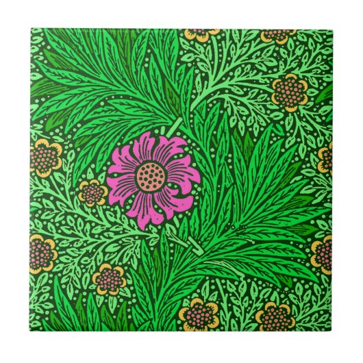 William Morris Marigold, Emerald Green & Fuchsia Tegeltje (Voorkant)