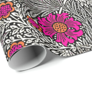 William Morris Marigold, grijs en wit Cadeaupapier