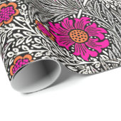 William Morris Marigold, Grijs / Grijs en Wit Cadeaupapier (Rol Hoek)