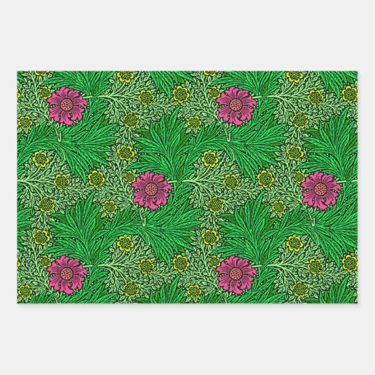 William Morris Marigold, Groen, Bruin & Grijs Inpakpapier Vel (Voorkant 3)