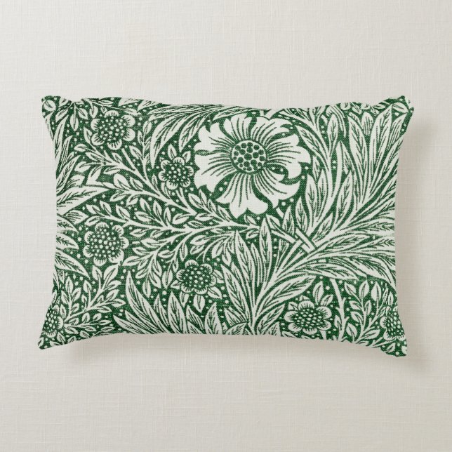 William Morris Marigold Groene Bloembloem Accent Kussen (Achterkant)