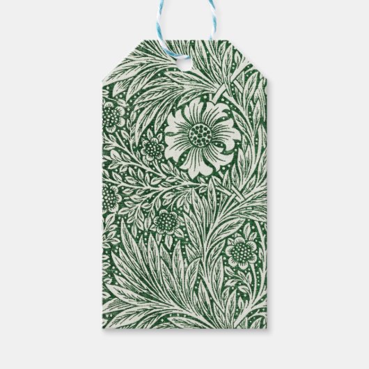 William Morris Marigold Groene Bloembloem Cadeaulabel (Voorkant)