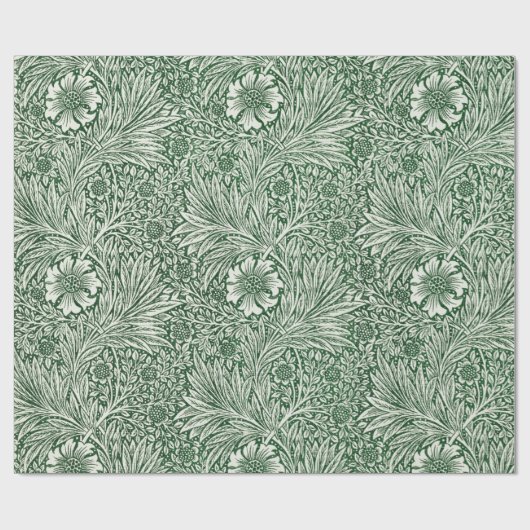 William Morris Marigold Groene Bloembloem Cadeaupapier (Vlak)