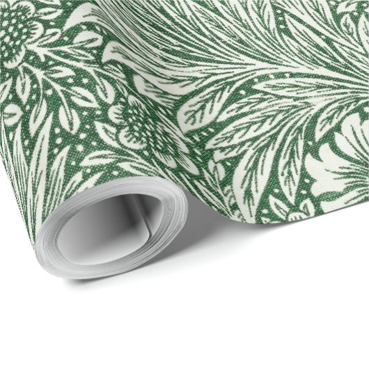 William Morris Marigold Groene Bloembloem Cadeaupapier (Rol Hoek)