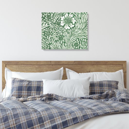 William Morris Marigold Groene Bloembloem Canvas Afdruk (Insitu (Slaapkamer))