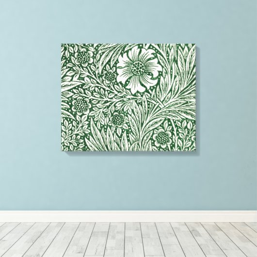 William Morris Marigold Groene Bloembloem Canvas Afdruk (Insitu (Houten vloer))