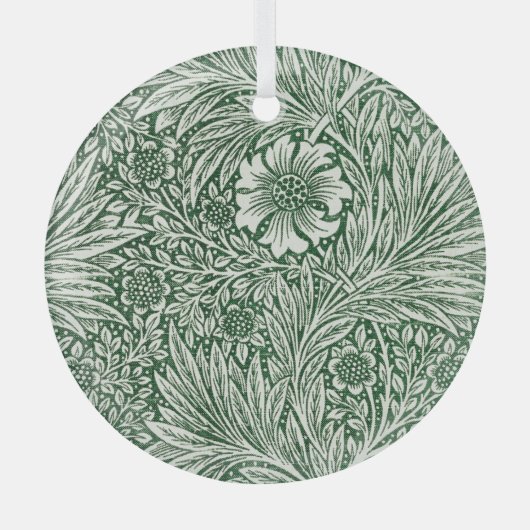 William Morris Marigold Groene Bloembloem Glas Ornament (Voorkant)
