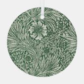 William Morris Marigold Groene Bloembloem Glas Ornament (Achterkant)