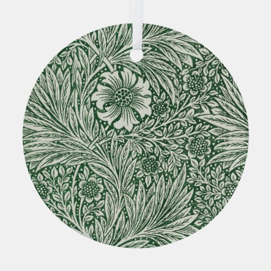 William Morris Marigold Groene Bloembloem Glas Ornament (Achterkant)