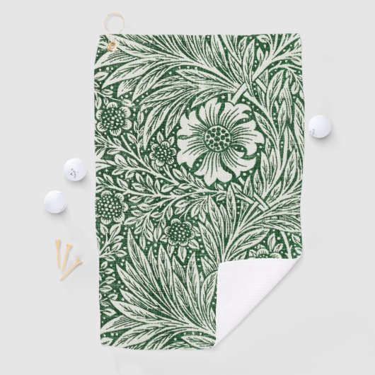 William Morris Marigold Groene Bloembloem Golfhanddoek (Insitu)