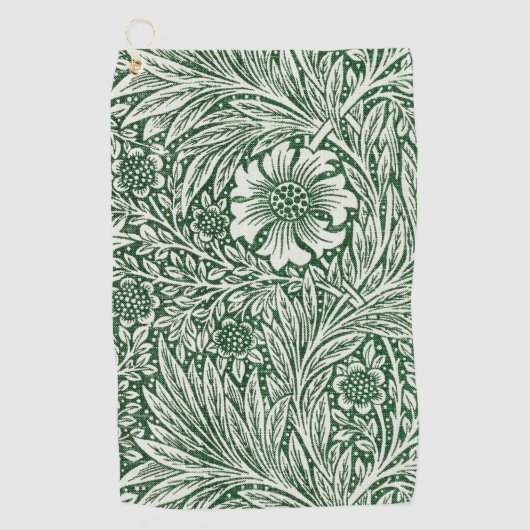 William Morris Marigold Groene Bloembloem Golfhanddoek (Voorkant)