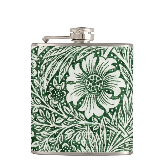 William Morris Marigold Groene Bloembloem Heupfles (Voorkant)