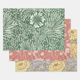 William Morris Marigold Groene Bloembloem Inpakpapier Vel