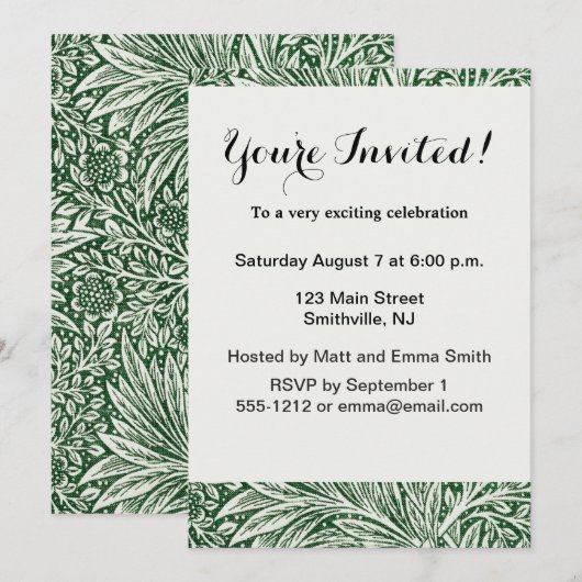 William Morris Marigold Groene Bloembloem Kaart (Voorkant / Achterkant)