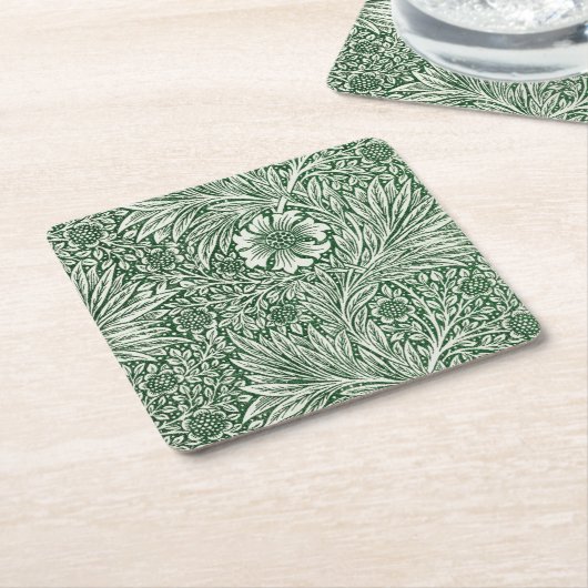 William Morris Marigold Groene Bloembloem Kartonnen Onderzetters (Schuin)