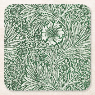 William Morris Marigold Groene Bloembloem Kartonnen Onderzetters