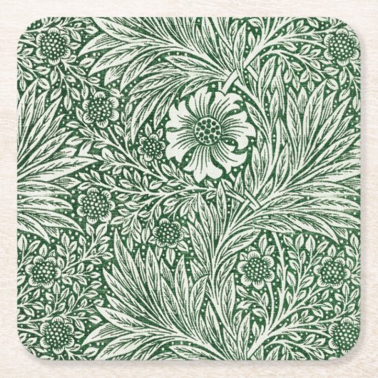 William Morris Marigold Groene Bloembloem Kartonnen Onderzetters (Voorkant)