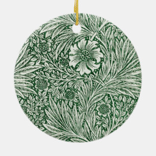 William Morris Marigold Groene Bloembloem Keramisch Ornament