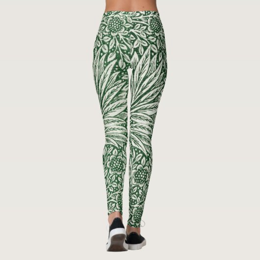 William Morris Marigold Groene Bloembloem Leggings (Achterkant)