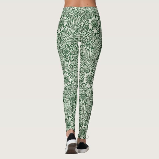 William Morris Marigold Groene Bloembloem Leggings (Achterkant)