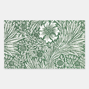 William Morris Marigold Groene Bloembloem Rechthoekige Sticker