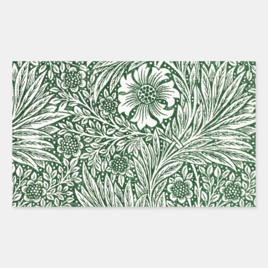 William Morris Marigold Groene Bloembloem Rechthoekige Sticker (Voorkant)