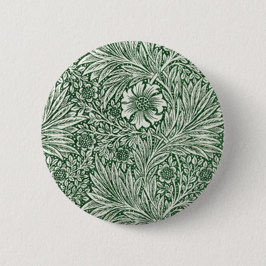 William Morris Marigold Groene Bloembloem Ronde Button 5,7 Cm (Voorkant)