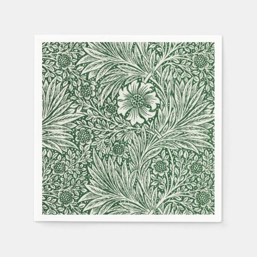 William Morris Marigold Groene Bloembloem Servet (Voorkant)