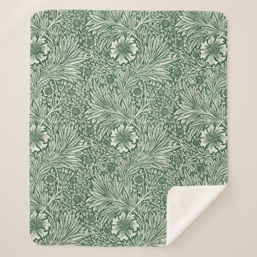 William Morris Marigold Groene Bloembloem Sherpa Deken (Voorkant)