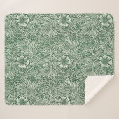 William Morris Marigold Groene Bloembloem Sherpa Deken (Voorkant (horizontaal))