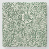 William Morris Marigold Groene Bloembloem Stenen Onderzetter (Voorkant)