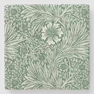 William Morris Marigold Groene Bloembloem Stenen Onderzetter