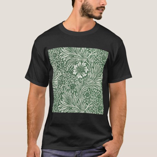 William Morris Marigold Groene Bloembloem T-shirt (Voorkant)