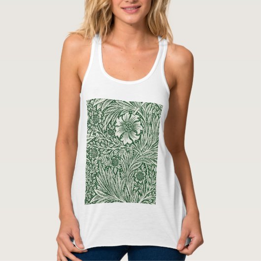 William Morris Marigold Groene Bloembloem Tanktop (Voorkant)