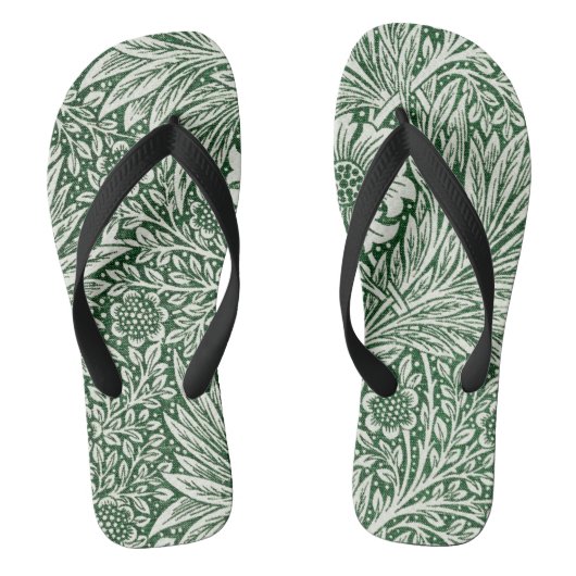 William Morris Marigold Groene Bloembloem Teenslippers (Voetbed)
