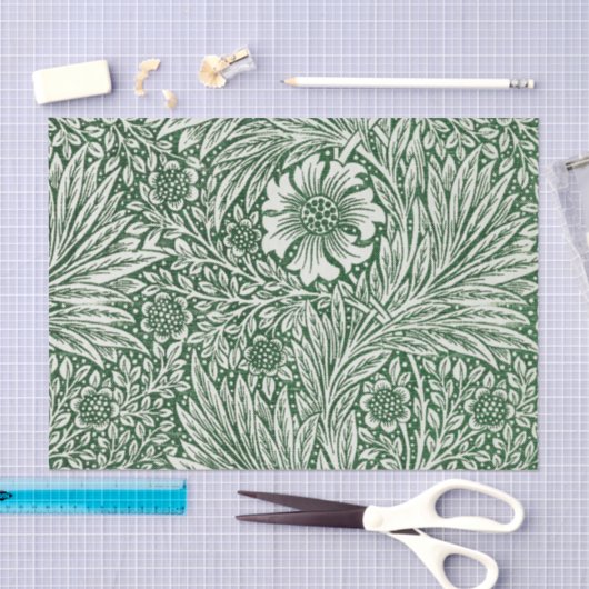 William Morris Marigold Groene Bloembloem Tissuepapier (Craft)