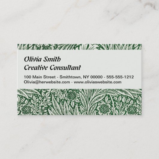 William Morris Marigold Groene Bloembloem Visitekaartje (Voorkant)