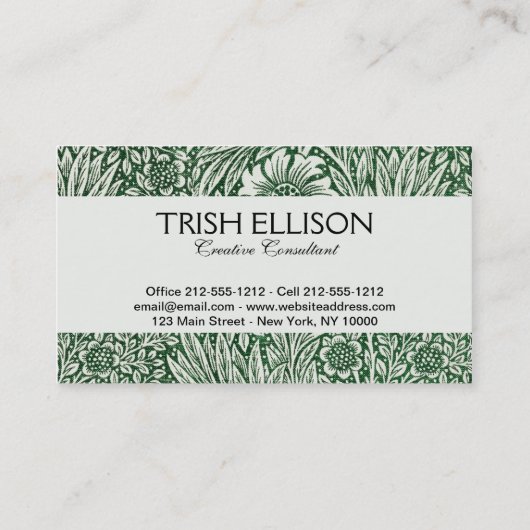 William Morris Marigold Groene Bloembloem Visitekaartje (Achterkant)