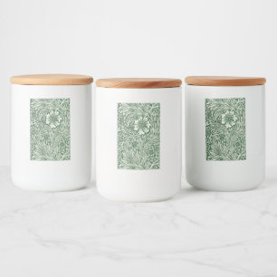 William Morris Marigold Groene Bloembloem Voedselcontainer Etiket