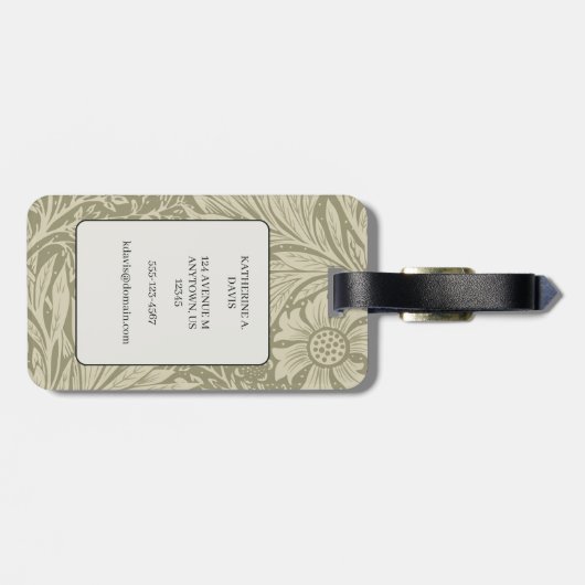 William Morris Marigold Pattern Bagagelabel (Achterkant horizontaal)