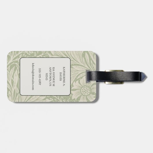  William Morris Marigold Pattern Bagagelabel (Achterkant horizontaal)