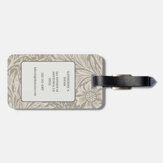  William Morris Marigold Pattern Bagagelabel (Achterkant horizontaal)