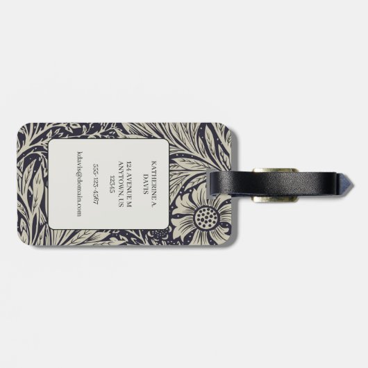  William Morris Marigold Pattern Bagagelabel (Achterkant horizontaal)