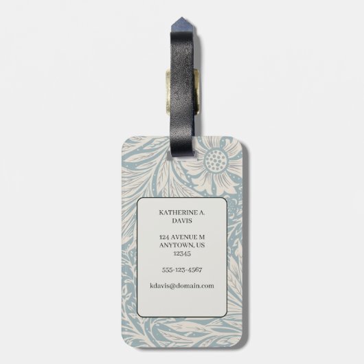  William Morris Marigold Pattern Bagagelabel (Achterkant verticaal)