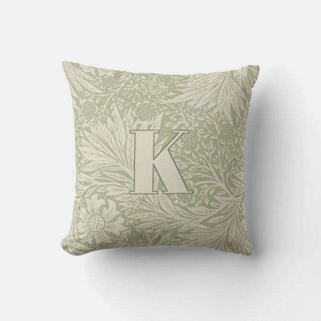  William Morris Marigold Pattern Monogram Kussen (Voorkant)